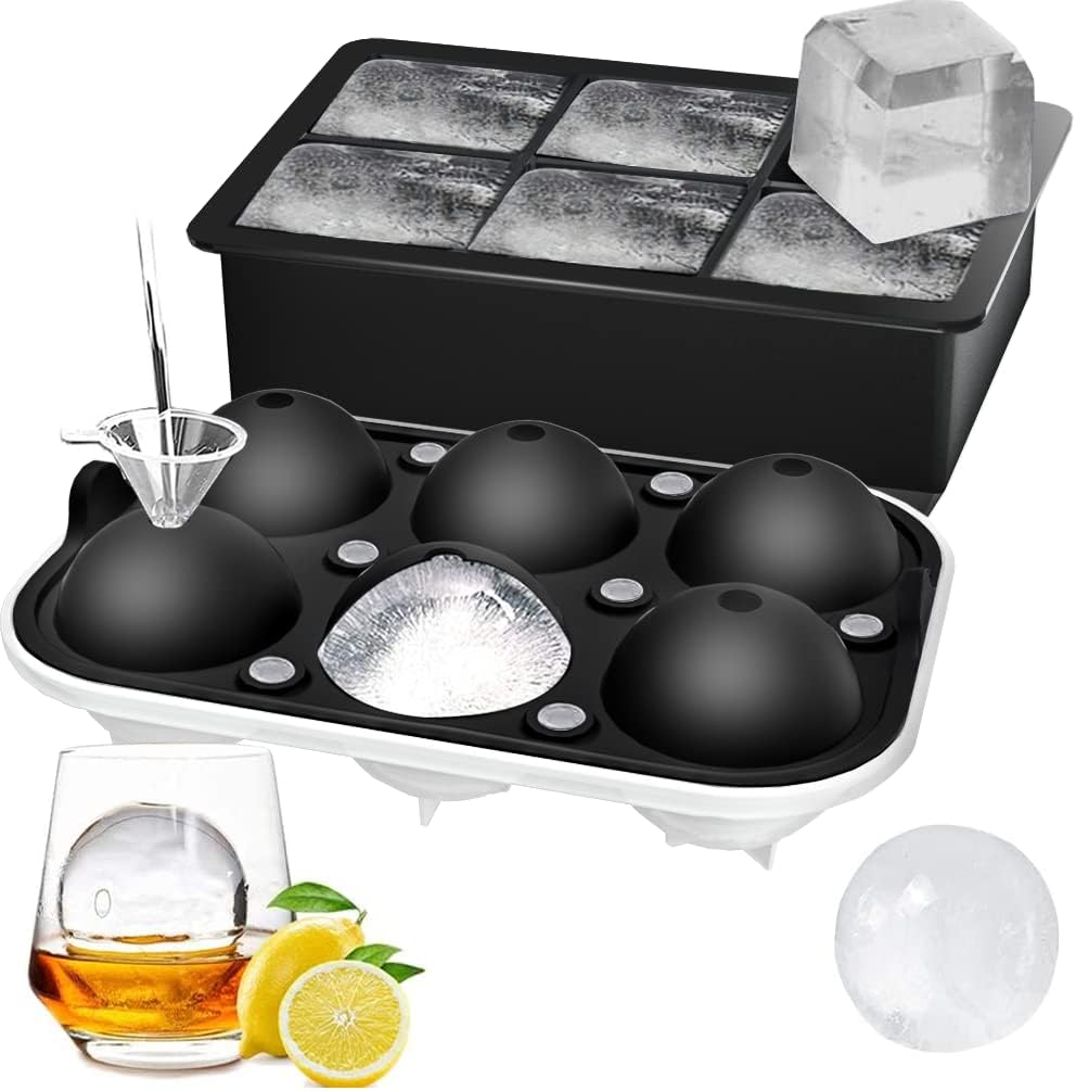 4/6 Grid Big Ball Square Ice Cube Mold Silicone Ice Cube Maker DIY Round Large Ice Cube Tray for Freezer Drinks Ball Model