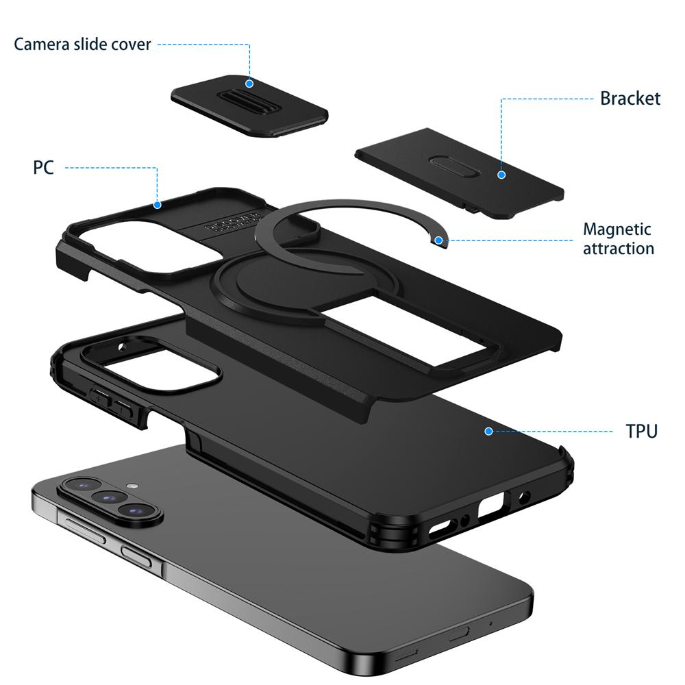 KEYSION Stoßfeste Magnetische Hülle für Samsung A17 4G 5G Schiebe-Kamera-Schutz Ständer Handy-Rückseite für Galaxy A26 5G