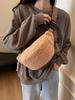 Lambswool Plush Crossbody Bag: 2024 Winter Versatile Small Chest Bag for Women In Solid Colors