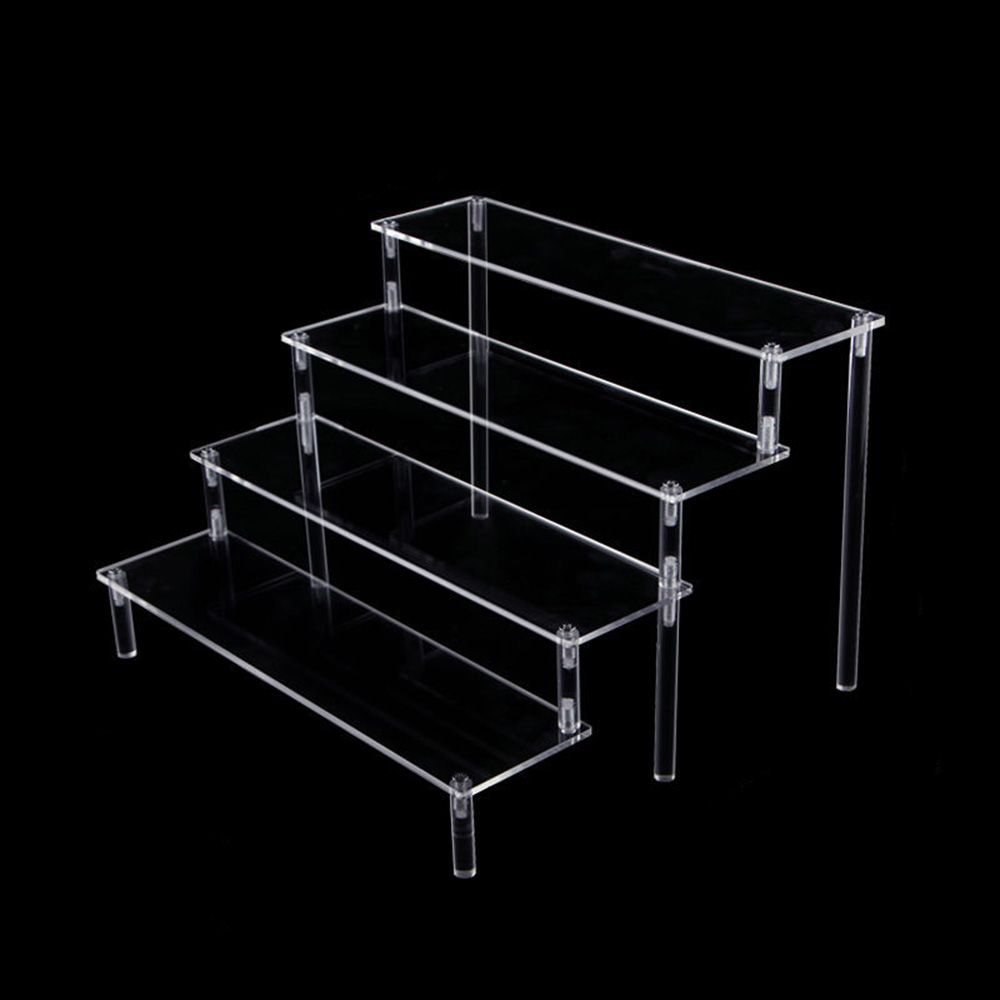 1-5 Tier Acrylic Display Stand Durable Display Rack For Cupcake Perfume Doll Transparent Trapezoidal Blind Box Storage Shelf
