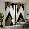 Set Of 2 Hd Simple Geometric Pattern Decorative Curtain Black Gold Digital Printed Home Decoration Style Livin Curtains Made Polyester