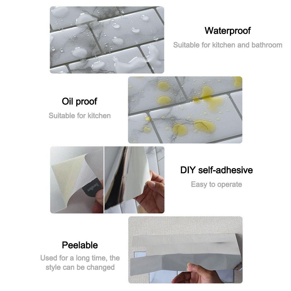 Waterproof Self Adhesive Tile Wall Stickers Moisture-proof Anti Fouling Wall Decal DIY Heat-resistant