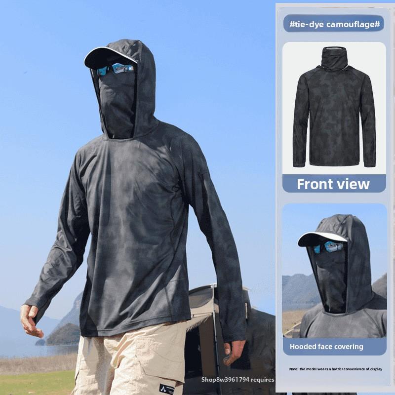 Fishing Uv Summer Mens Protection Shirt Full Face Cover Sun Protection Skin Coat Breathable Thin Fishing Top