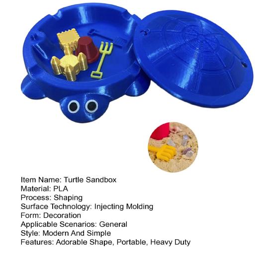 Mini Turtle Sandbox with Lid Sand Mini Tools Accessories 3D Printed Tortoise Sand Storage Box Round Container Kids Summer Beach Toy