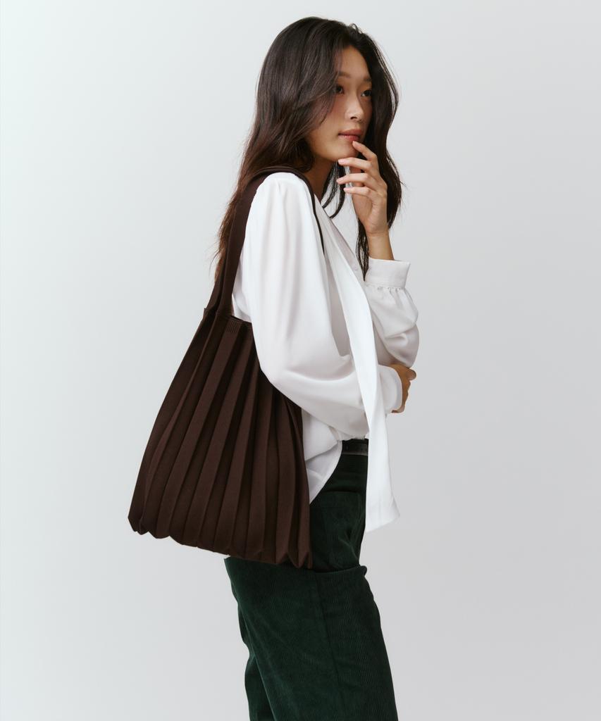 Pleatsmama New Shoulder Bag Deep Brown