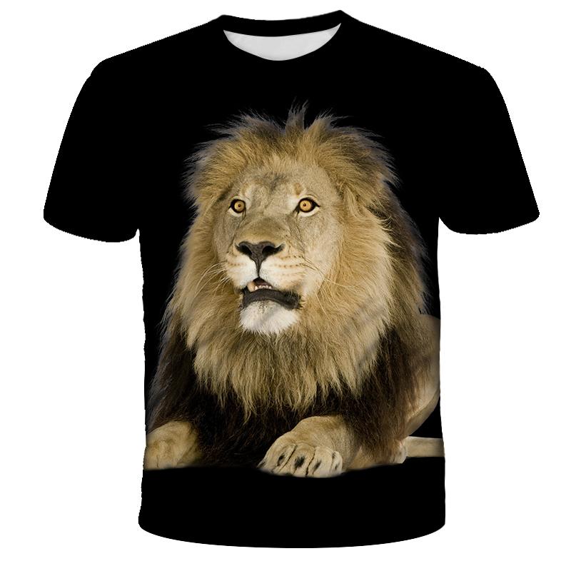 Zomer Rond Hals 3D Leeuwenprint Top Modieuze Casual Korte Mouw Heren T-shirts