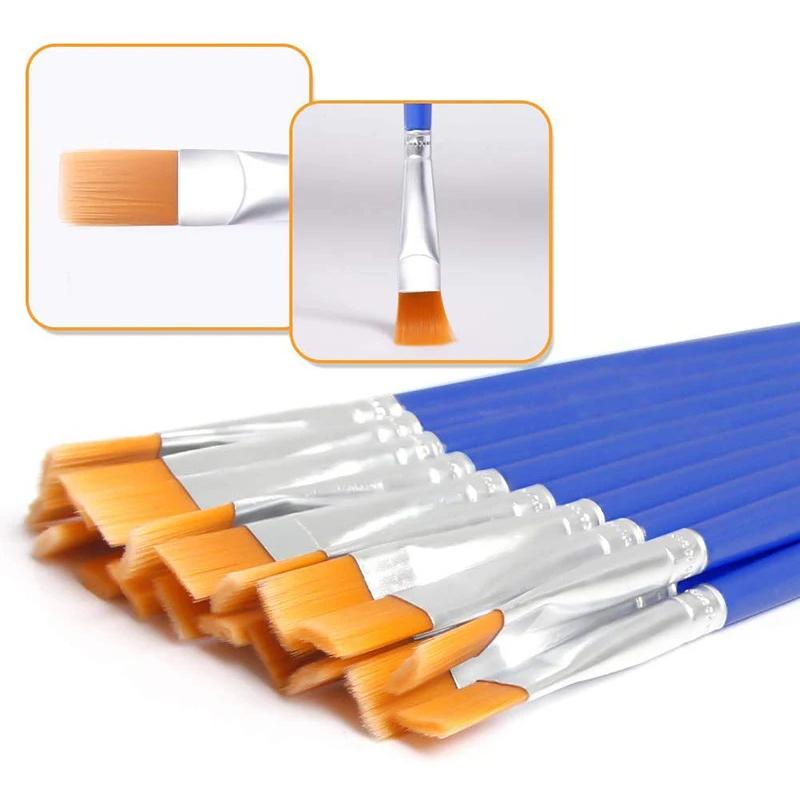 Painting Brushes Set Art Round Flat Hair Nylon Hair Paint Brush Oil Acrylic Watercolor Brush Kids/Artists/Beginners/Students