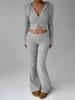 European and American Style Women's Hooded Zipper Sweatshirt and Sweatpants Set - Autumn/Winter Collection