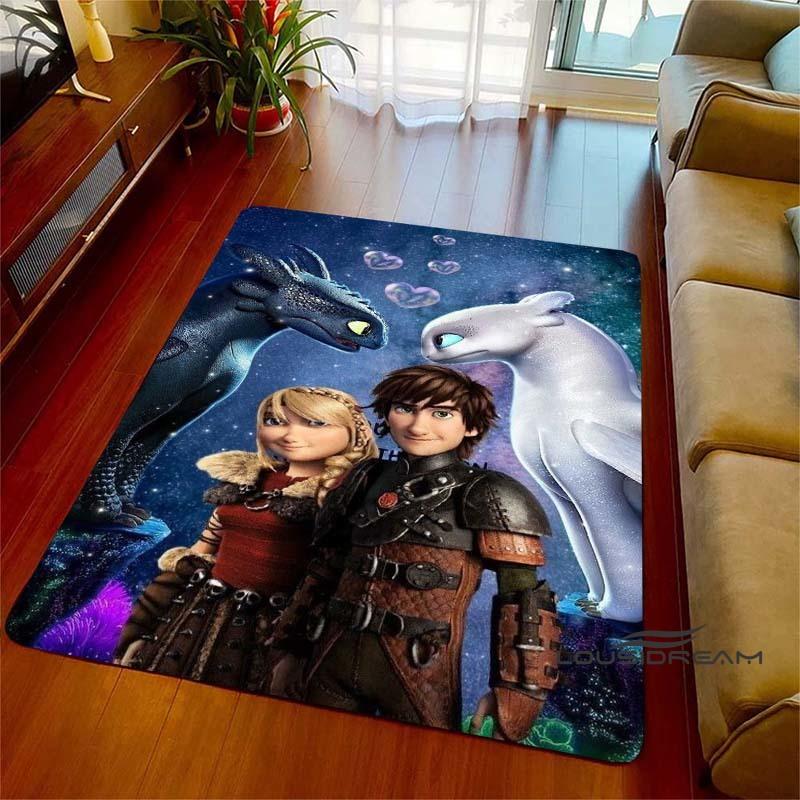 3DHow To Train Your Dragon Themed Printed Rug, Suitable for Living Rooms, Bedrooms, Sofas, Balconies, Gardens, Etc. Large-sized