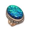 Natural Blue Triplet Opal Gemstone Handmade Copper Jewelry Ring Size 8.5 T3n69