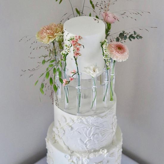 Clear Acrylic Cake Stand Elegant Dessert Display Stand with Tubes Flower Cake Centerpiece for Weddings Party