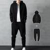 1 Set Hoodie Pantaloni Bărbați Culoare Solidă Manșete Canelate Set Jogging Toamnă Iarnă Croială Largă Hanorac Pantaloni de Trening Set Sportswear Streetwear