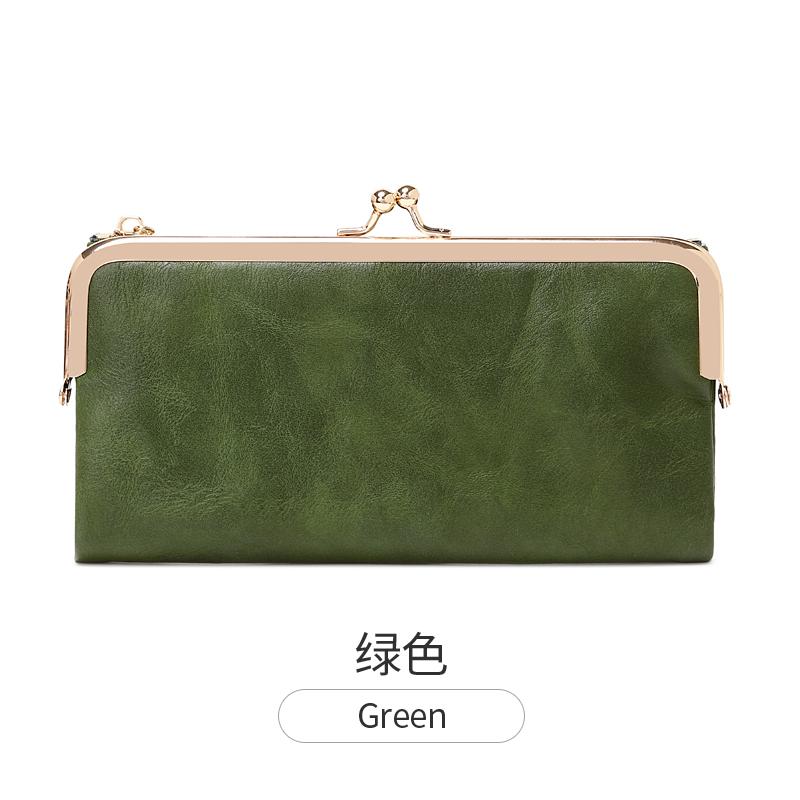 Retro Damen Geldbörse Einfarbig Multifunktionale Lange Geldbörse Vintage Clutch Münzbörse Damen Kartenhalter Reißverschluss Geldbörse