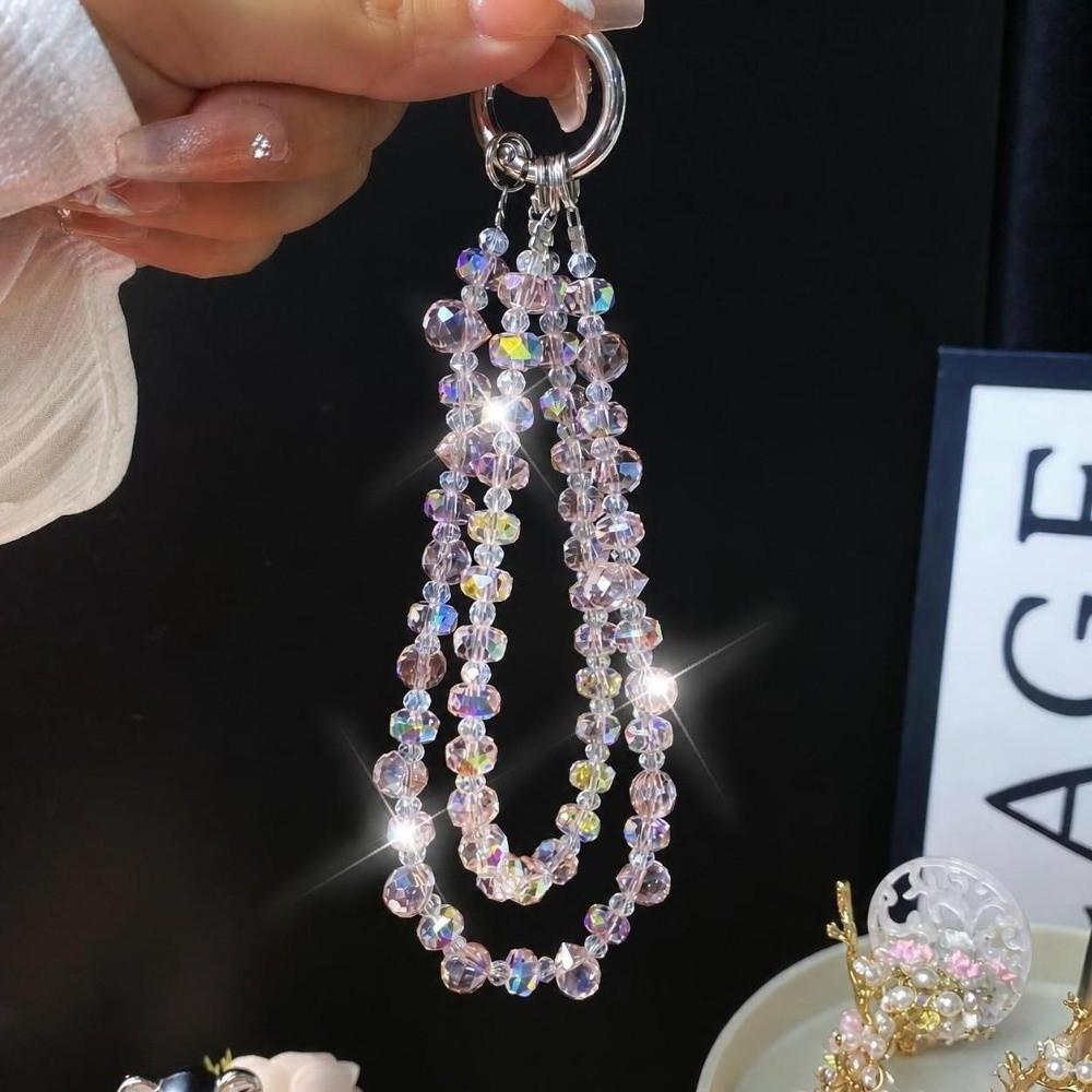 Shiny Crystal Wrist Strap Hand-beaded Keychain Charm Sparkle Phone Lanyard Mobile Phone