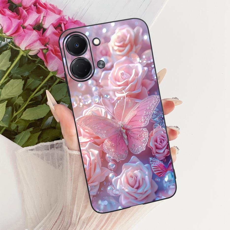 Pour Tecno Spark Go 3 Coque KN3 Housse Peinte Papillon de Luxe Coque de Téléphone Souple en TPU Pour Tecno Spark Go 3 SparkGo3 Coque Arrière Fundas