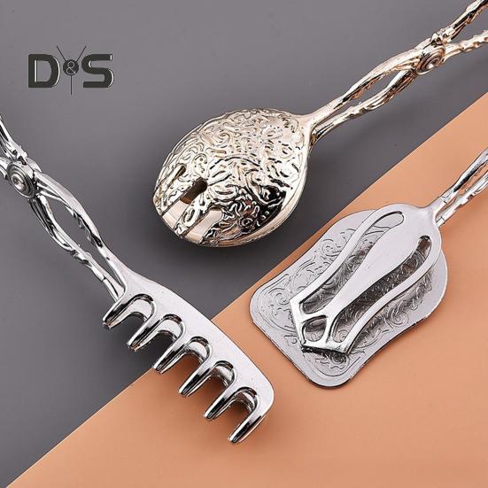 Bread Tongs Cake Clamp Arabic Vintage Style Buffet Clamps Barbecue Serving Tongs for Kitchen Home Cake Baking Desserts Salad Frying Grilling