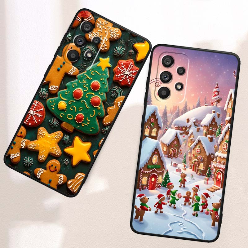 Christmas Gift Box Design Phone Case For Samsung A41 A35 A34 A33 A32 A25 A24 A23 A21s A06 A05 A04 A03 Note 10 20 Ultra 5G Black