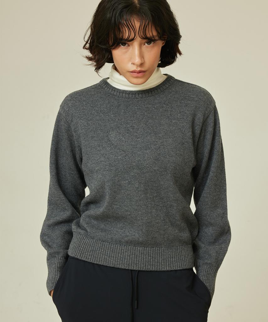 Antomas Voluminous Sleeve Crop Knit Women'S - Gray