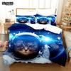 Luxury New 3D Print Cute Baby Cat Bedding Set White Black Kitten Bed Linen Single Double Duvet Cover Kids Girls Dogs Room Decor