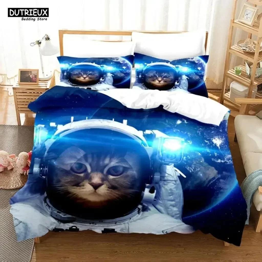 Luxury New 3D Print Cute Baby Cat Bedding Set White Black Kitten Bed Linen Single Double Duvet Cover Kids Girls Dogs Room Decor