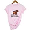 I Love Dachshunds Women Short Sleeve Graphic T Shirt Summer Harajuku Kawaii Dog Print Clothing T