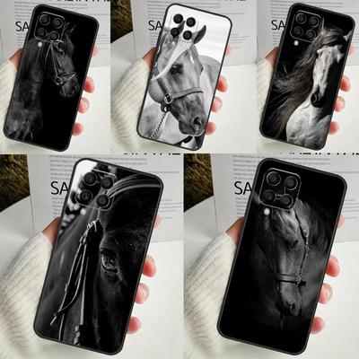 Black White Horse For Samsung Galaxy M12 M32 M52 M14 M34 M54 M21 M51 M31 M30s M20 M15 M55 M13 M33 M53 Case