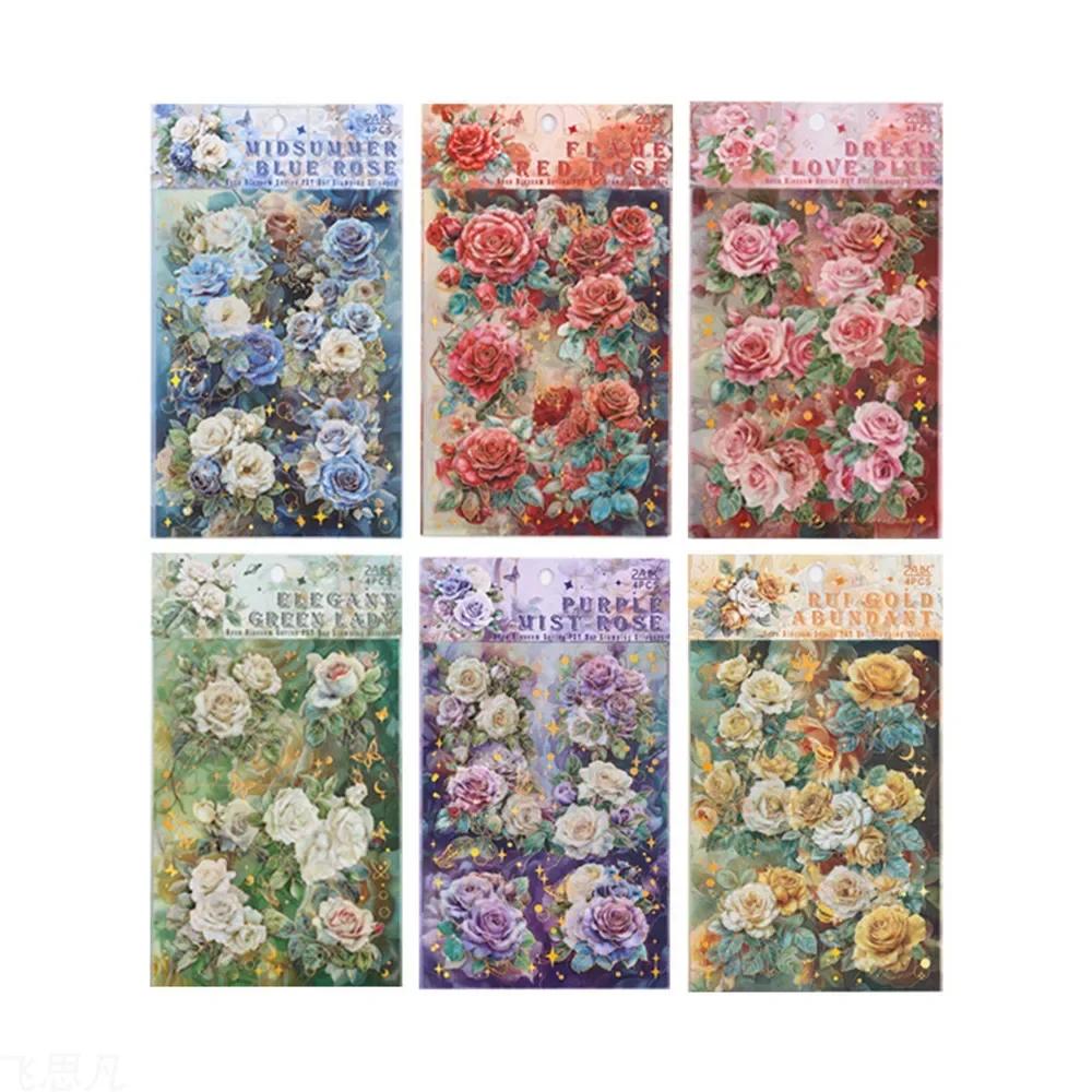 24 Stück Bunte Rosen Aufkleber Mädchen Geschenk Scrapbooking Material Für Dankeschön Aufkleber Bastelbedarf Ästhetisch