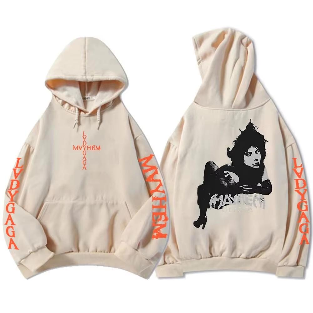 Hooded Pullovers Lady Gaga Mayhem Album Graphic Hoodies Hip Hop Unisex Streetwear Long Sleeve Loose Oversized Y2k Male Sweatshirts Print Hoody