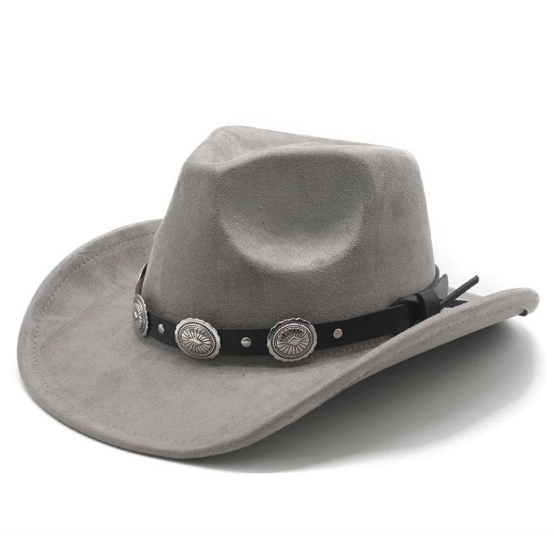 Heiß verkaufender Retro-Stierkopf Western-Cowboyhut für Männer und Frauen, tibetanischer Wildleder-Jazzhut, breitkrempiger Zylinder