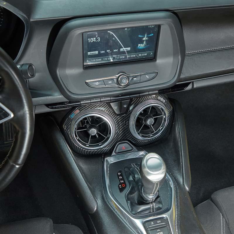 Autocollant de protection de panneau décoratif de climatisation de commande centrale de voiture pour Chevy Camaro 2016 Up accessoires de voiture ABS, jaune