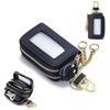 Coollooda Smart Key Case, Double-Layer Key Case, Holds 2 Keys, Genuine Leather Car Key Holder, Stylish [Clear Window, 360° Rotating Carabiner],