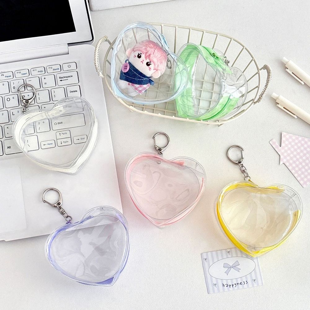 PVC Material Doll Protector Case Love Heart Doll Display Bag Doll Storage Bags Decorative Pouch