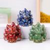 Natural Stone Nine-tailed Foxes Figurine Positive Healing Energy Hand-carved Colorful Faux Crystal Sitting Animal Statue Home Office Desktop