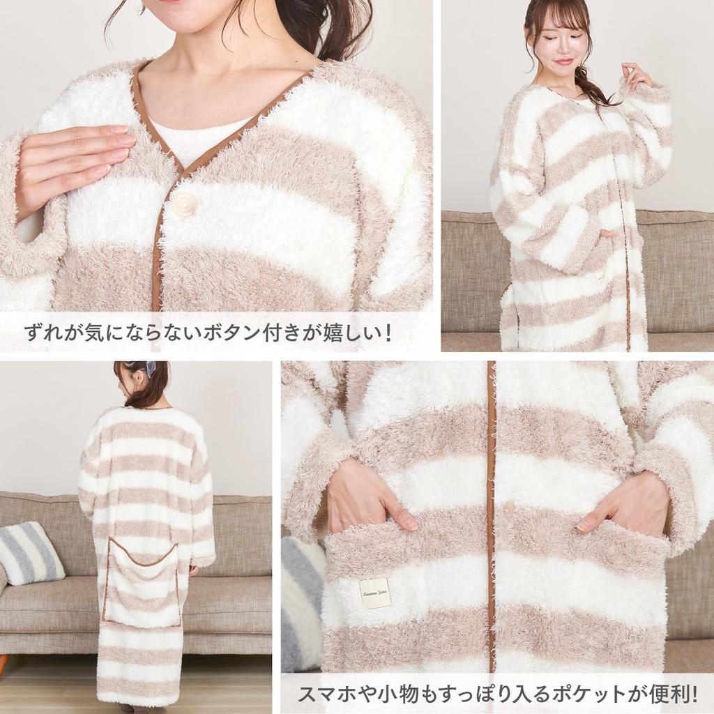 Luanna Jenna Women's Wearable Blanket, Loungewear, Fluffy, Birthday Gift, QWHIB08 (Beige)