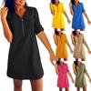 Robe décontractée à manches longues et col en V pour femme, couleur unie, ample et tendance