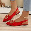 Fashion French Pointed-toe Metal Flat Shoes Baotou Sandals Shallow-mouth Single Shoes Foreign-style Explosive Internet Celebrity