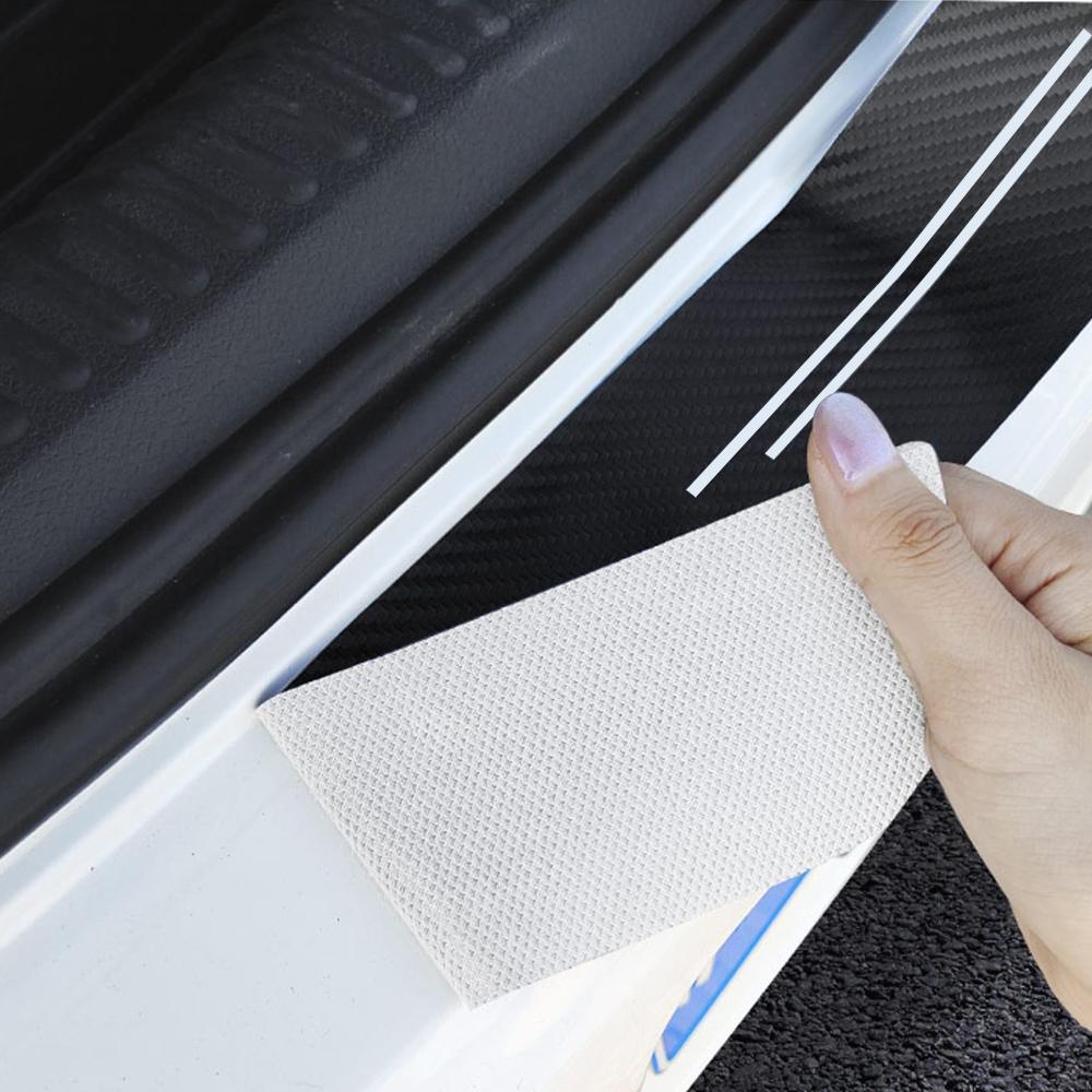 4PCS Car Door Sill Protector Plate PU Leather Carbon Fiber Threshold Anti-Scratch Bumper Car Sticker for VW Rline Golf Beetle B6