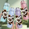 1PC Sunflower Heart Collage Graphic,750ml Color Plastic Sports Water Bottle,Leakproof Flip Straw Lid,Suitable for Sports Office Home Use