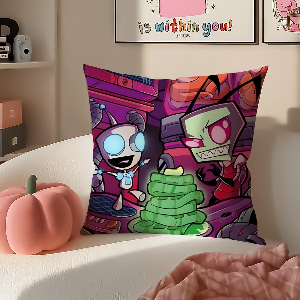 Weird Wacky Absurd Animated Series IInvader Zim Cushion Cover Pillowcase Short Plush Invisible Zipper Room Sofa Cushion Cover