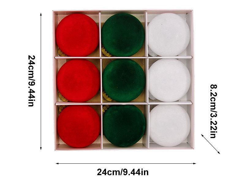 Cross-border Multi-color Flocked Christmas Ornament Set - PET Round and Boxed Balls for Tree Decoration