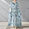 Kurzarm Plus Size Baumwolle Vintage Blumenmuster Neu in Kleidern für Damen lässig locker langes Sommerkleid