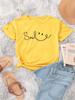 Letter Print Crew Neck TShirt Casual Short Sleeve Top For Spring Summer Womens Clothing