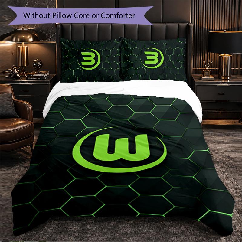 VfL Wolfsburg FC Themed Bedding 3Pcs Duvet Cover Set Decorative Bed Linen For Teen Room Home Decoration