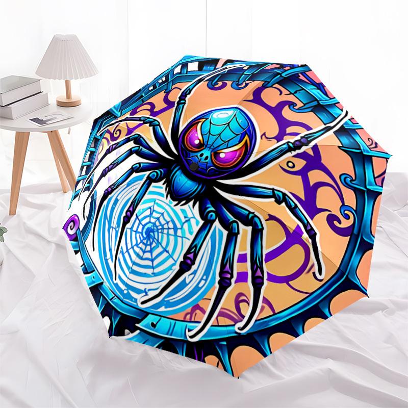 1pc Spider Web Automatic Folding Umbrella - Design, Durable Iron Frame for Travel, Outdoor, Beach Fashion Accessory A0920015