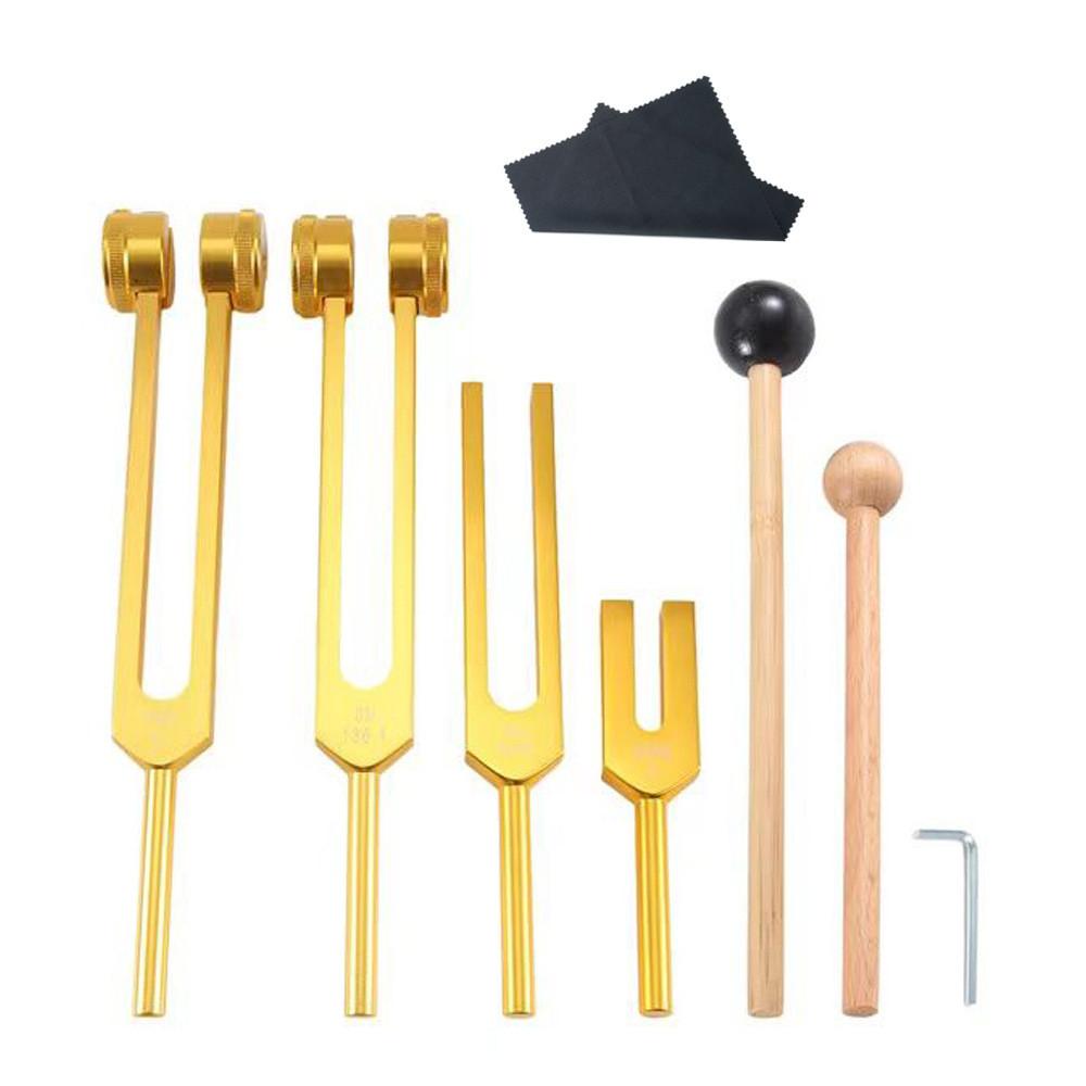 Gold Aluminum Alloy Music Tuner Kit For Instruments And Wellness Applications With Wooden Mallet