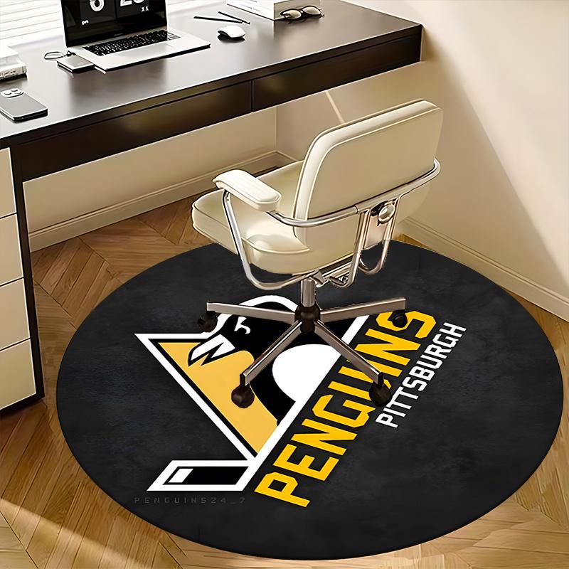 Tapis de sol rond pour chaise de hockey sur glace Pingouins - Tapis de bureau, Antidérapant, Convient pour la décoration des salons, des chambres.1205022a