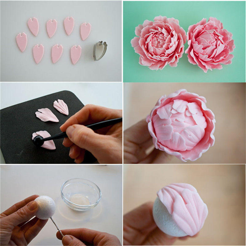 4 Adet Şakayık Çiçek Kek Fondant Piston Kesici Dekorasyon Kalıbı Şekerleme Pişirme