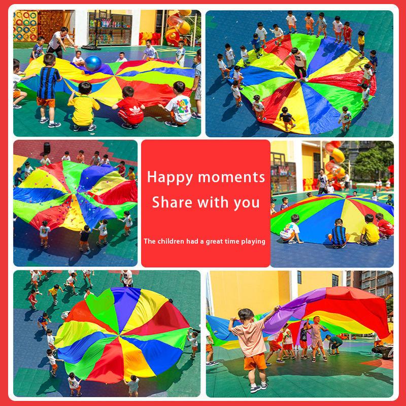 Rainbow Parachute Umbrella 2-6 Meter - Outdoor Children'S Perception Training Game Parent-Child Interactive Activity Toys
