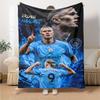 Haaland Manchester City Filt Ultramjuk Perfekt för Vardagsrumsstol Picknicks för Alla Årstider Snygg Dekoration Perfekt Gåva till Släktingar och Vänner