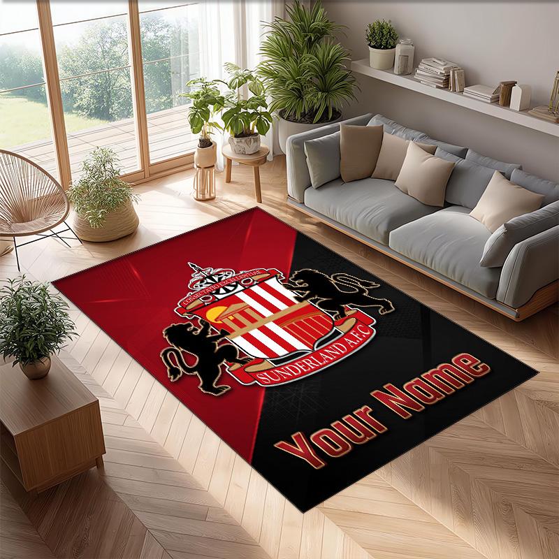Sunderland FC Printed Crystal Velvet Rug Non‑Slip Crystal Velvet Carpet For Sofa Bedroom Indoor Home Decoration